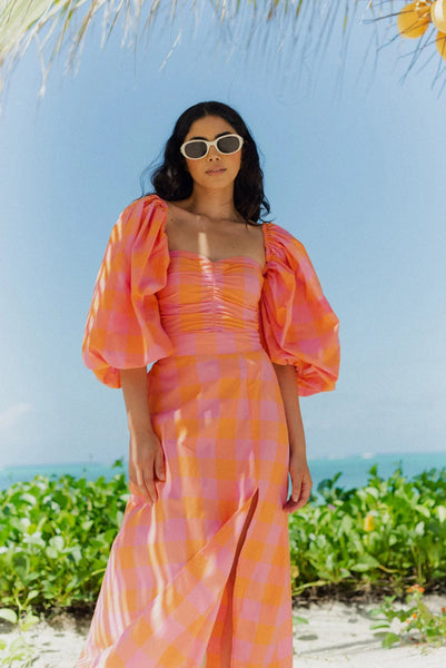 Sundress Violette Long Dress - Orange & Pink