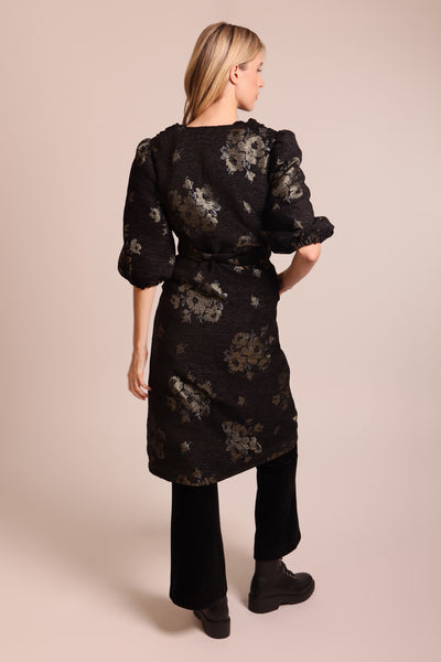 Traffic People Long Duster Coat - Black / Gold