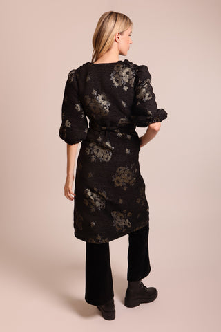 Traffic People Long Duster Coat - Black / Gold