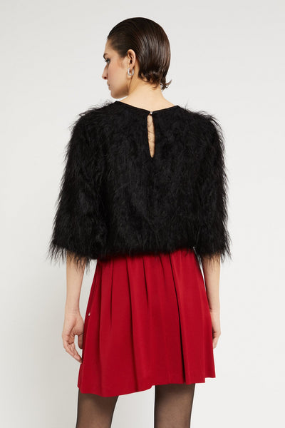 Ottod'Ame Fluffy Feather Sweater - Black