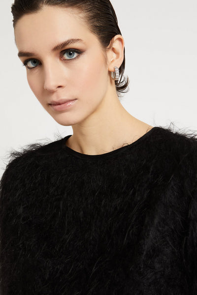Ottod'Ame Fluffy Feather Sweater - Black