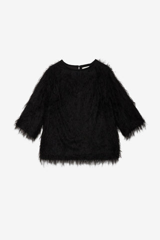 Ottod'Ame Fluffy Feather Sweater - Black