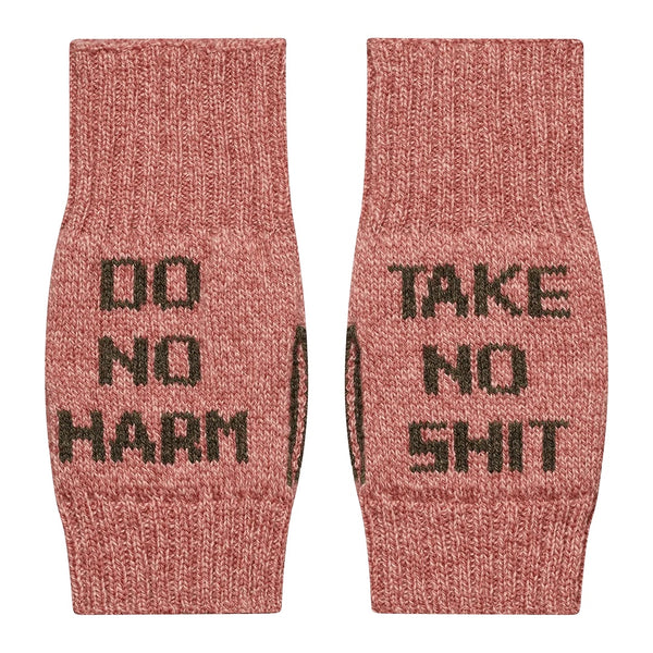 Black & Beech Do No Harm Take No Shit Wrist Warmers in Cloudberyy & Chaffinch