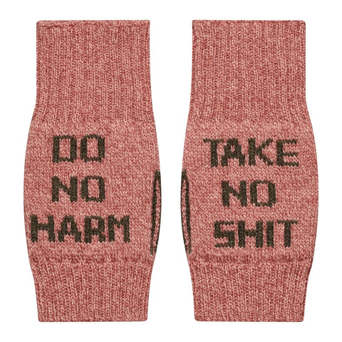 Black & Beech Do No Harm Take No Shit Wrist Warmers in Cloudberyy & Chaffinch