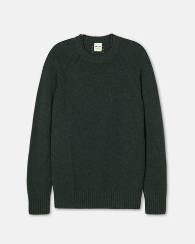 Salts Cashmere Double Neck Trim Crew Neck Sweater - Loden