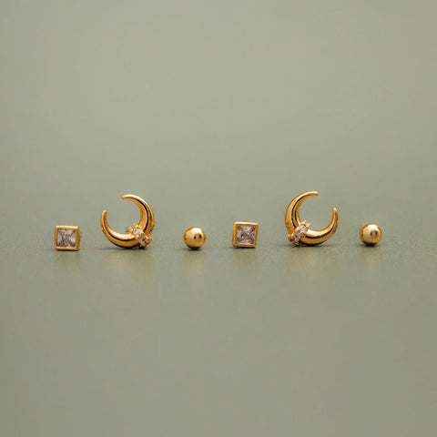 Orelia Jewellery Pave Crescent Stud 3 Pack - Gold