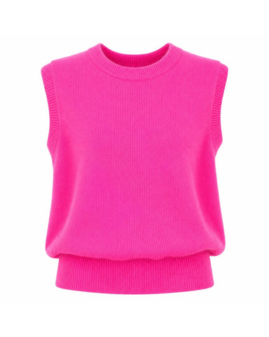 TWNS Durango Sleeveless Round-neck Knit - Neon Pink