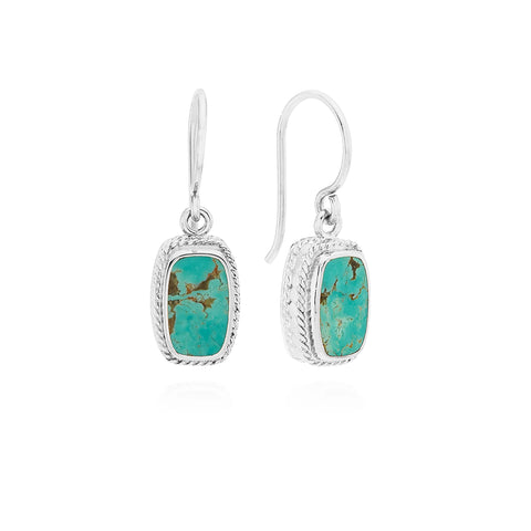 Anna Beck Turquoise Cushion Drop Earrings - Silver