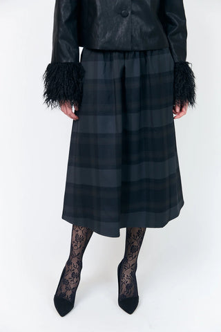 Lollys Laundry EllaLL Check Midi Skirt - Dark Grey