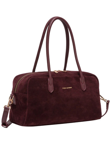 Every Other Suede Effect Bowling Bag - Burgundy