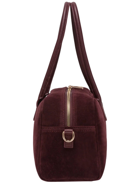 Every Other Suede Effect Bowling Bag - Burgundy