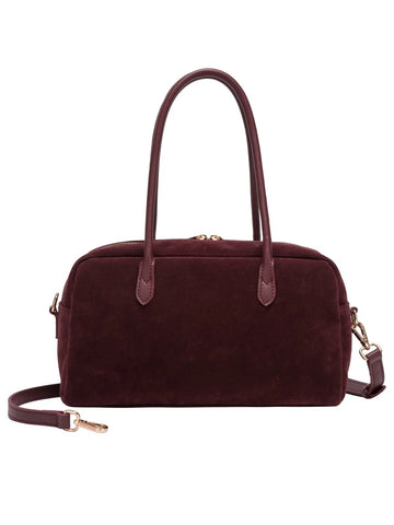 Every Other Suede Effect Bowling Bag - Burgundy