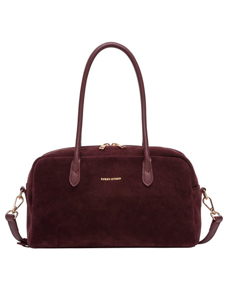 Every Other Suede Effect Bowling Bag - Burgundy
