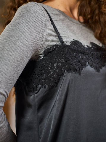 Black Colour BCEvie Lace Strap Dress - Black