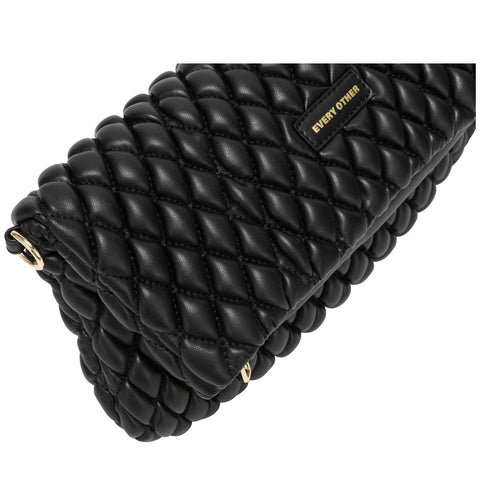 Every Other Quilted Flap Over Clutch Cross Body Bag - Black