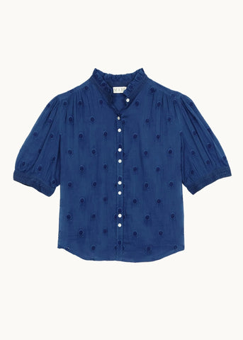 M.A.B.E Apparell Frani Short Sleeve Blouse - Cobalt
