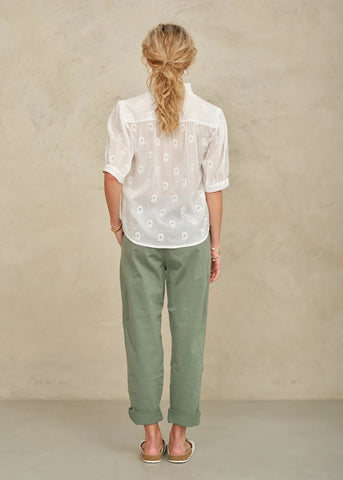 M.A.B.E Apparell Frani Short Sleeve Blouse - White