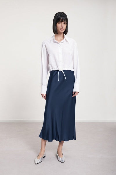 Ottod'Ame Satin Long Skirt - Night (Navy)