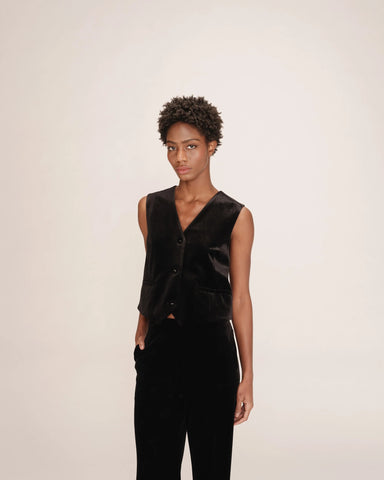 Grace & Mila Totem Velvet Waistcoat - Black