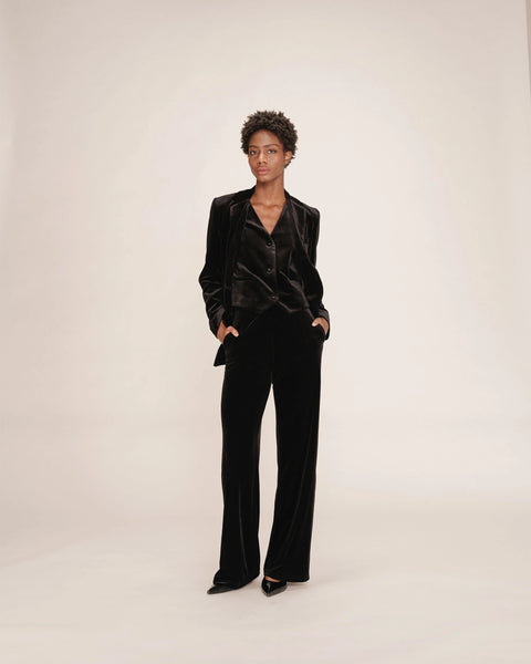 Grace & Mila Totem Velvet Waistcoat - Black