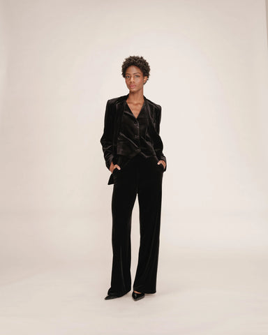 Grace & Mila Totem Velvet Waistcoat - Black