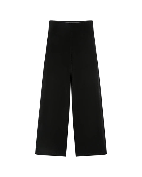 Grace & Mila Tiger Velvet Wide Leg Trousers - Black