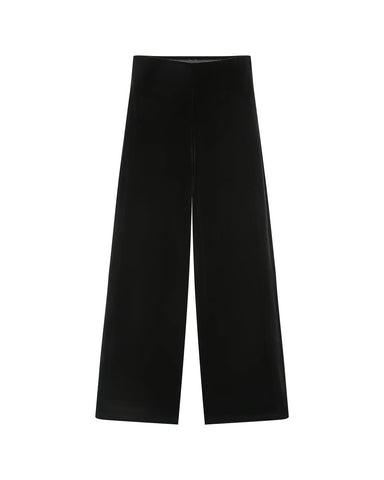 Grace & Mila Tiger Velvet Wide Leg Trousers - Black