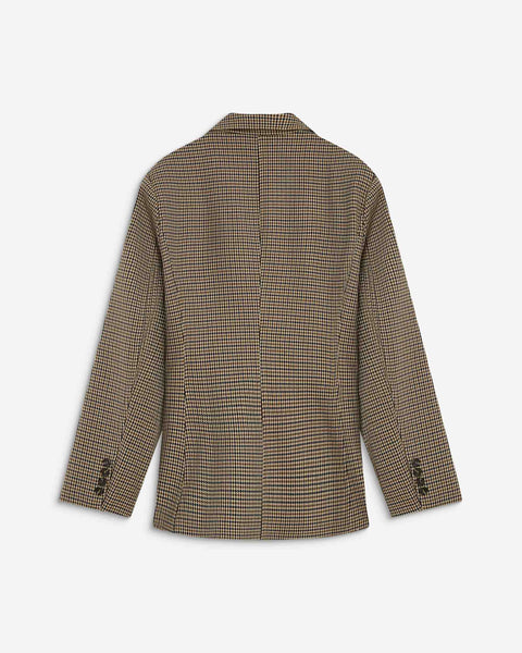 Grace & Mila Almond Tailored Houndstooth Blazer - Beige