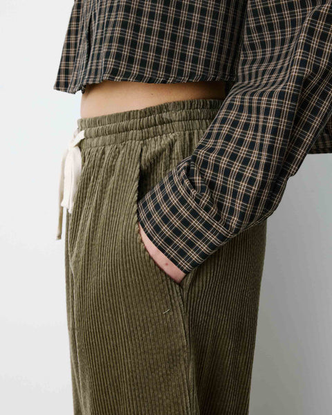 Grace & Mila Liberty Corduroy Trousers with Drawstring - Khaki