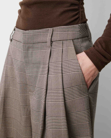 Grace & Mila Arnold Wide Leg Prince Of Wales Culottes - Beige