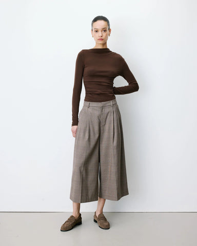 Grace & Mila Arnold Wide Leg Prince Of Wales Culottes - Beige