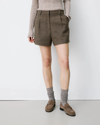Grace & Mila Arsenio Checked Shorts - Coffee