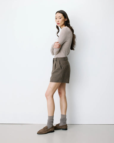 Grace & Mila Arsenio Checked Shorts - Coffee