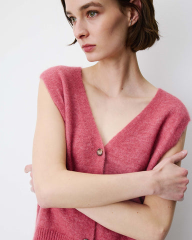Grace & Mila Nars Sleeveless V-Neck Cardigan - Blush