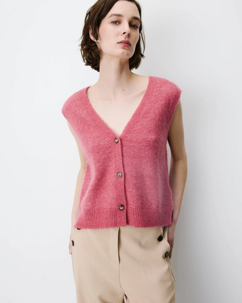 Grace & Mila Nars Sleeveless V-Neck Cardigan - Blush