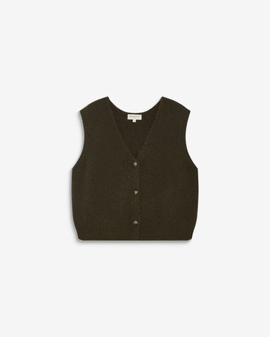 Grace & Mila Nars Sleeveless V-Neck Cardigan - Khaki