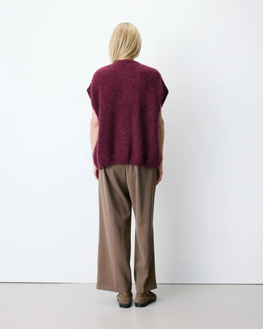 Grace & Mila  Addison Relaxed Crew-Neck Cardigan - Aubergine