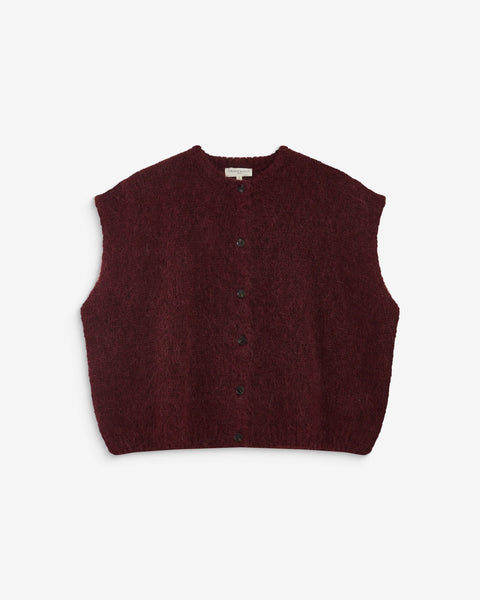 Grace & Mila  Addison Relaxed Crew-Neck Cardigan - Aubergine