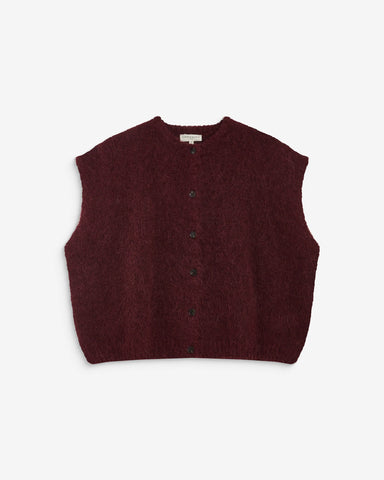 Grace & Mila  Addison Relaxed Crew-Neck Cardigan - Aubergine