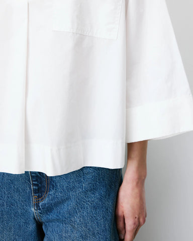 Grace & Mila Ambre Oversized Cotton V-neck Blouse - Ivory