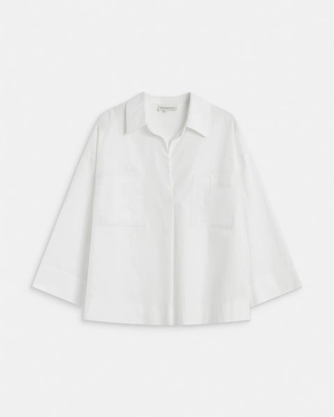 Grace & Mila Ambre Oversized Cotton V-neck Blouse - Ivory