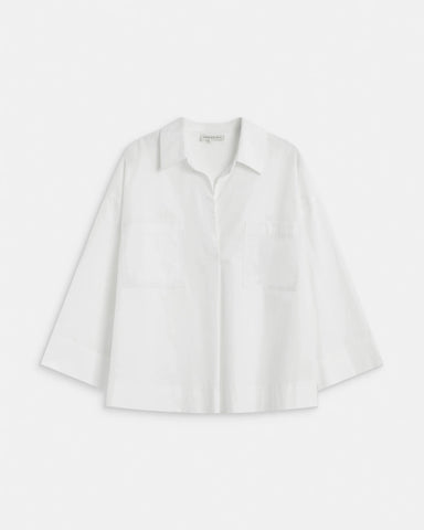 Grace & Mila Ambre Oversized Cotton V-neck Blouse - Ivory