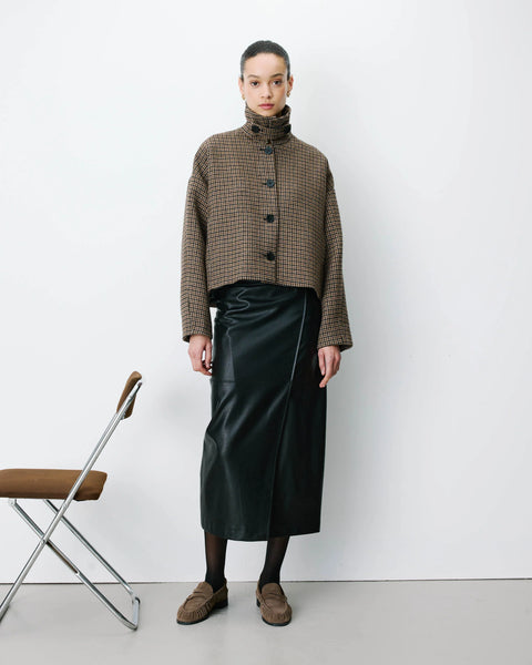 Grace & Mila Arthur Houndstooth Coat - Coffee
