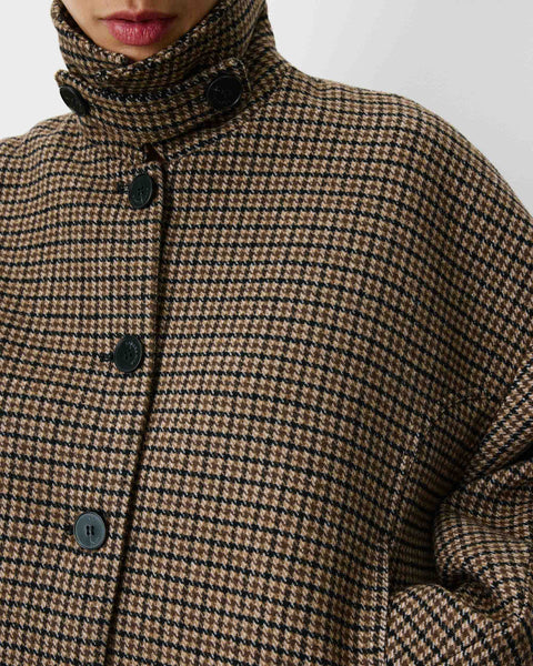 Grace & Mila Arthur Houndstooth Coat - Coffee