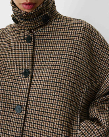 Grace & Mila Arthur Houndstooth Coat - Coffee