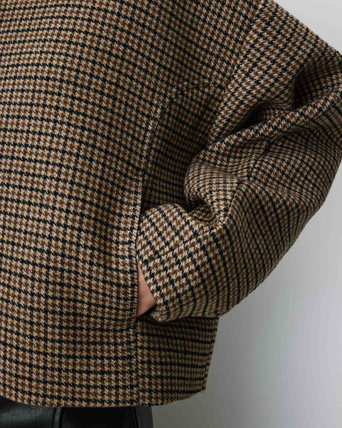 Grace & Mila Arthur Houndstooth Coat - Coffee