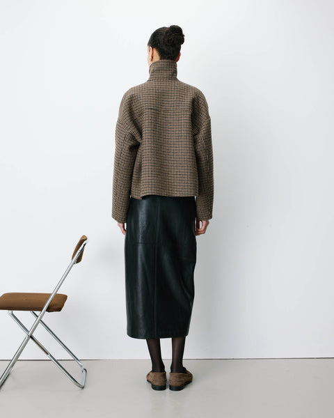 Grace & Mila Arthur Houndstooth Coat - Coffee