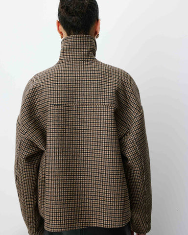 Grace & Mila Arthur Houndstooth Coat - Coffee