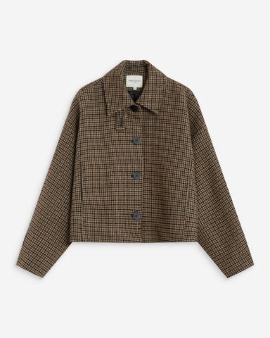 Grace & Mila Arthur Houndstooth Coat - Coffee