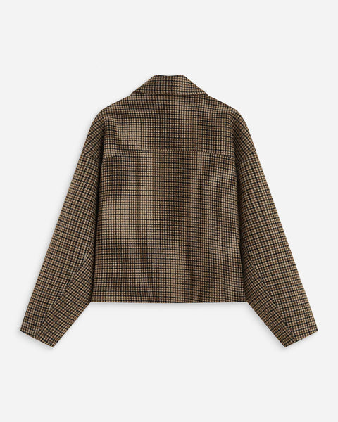 Grace & Mila Arthur Houndstooth Coat - Coffee